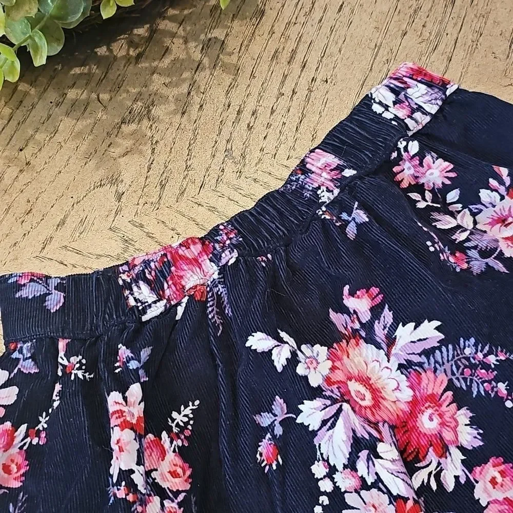 Floral Navy Corduroy Skirt Size 5 Baby Gap